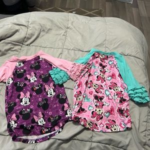 2 girl Minnie Mouse 3/4 sleeve. Size 3/4